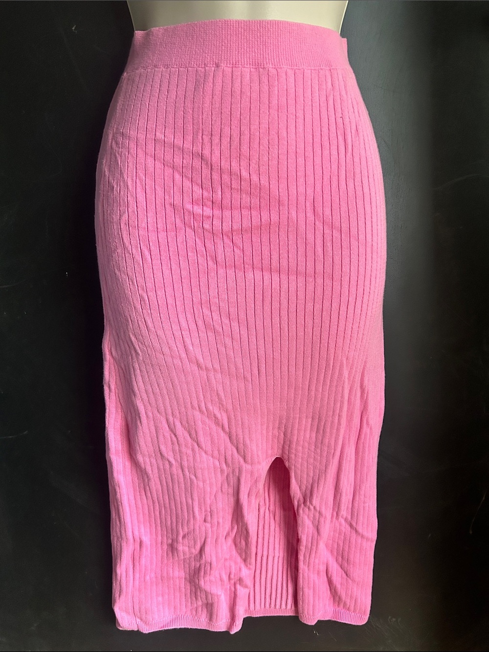 FP Movement by Free People Pink Ribbed Midi Skirt with Front Slit